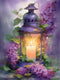 UPABLUNSO Flower Diamond Painting 5D Lantern Diamond Art Kits Purple Floral Chic Full Circle Crystal Spot Diamond Art Kit for Wall Decor Room Deco...