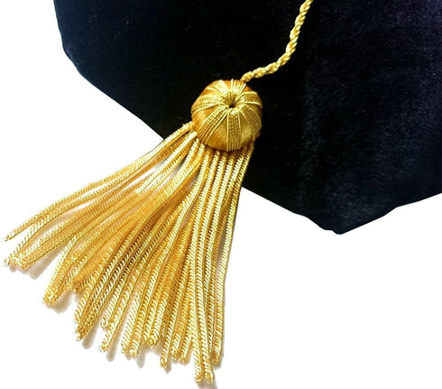 Grad Days Doctoral Graduation Tam Unisex Black Velvet 8-Sided with Gold Bullion Tassel Satin Silk Band...