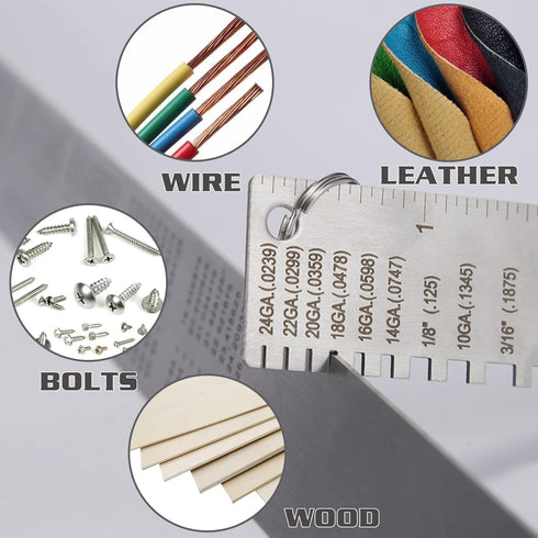 ZeeDix Portable Metal Sheet Thickness Gauge- Stainless Steel Plated Size Inspection Tool Metal Sheets Wire Welding Material Thickness Gauge...