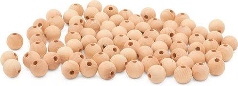 Large Wooden Beads for Crafts - Pack of 100 13mm 1/2 x 5/32 Inch Hole Large Wood Beads for Crafts withHoles for DIY | Round Wooden Balls for Craft...