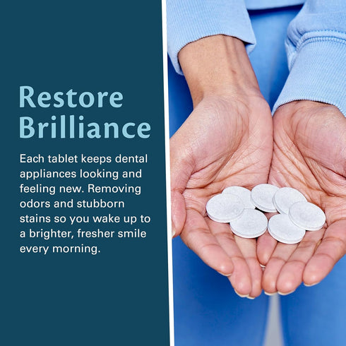 Overnight + Whitening Retainer Cleaner | FSA HSA Approved | Remove Stains, Discoloration, and Plaque | 4 Month Supply | Denture Cleanser with Whit...