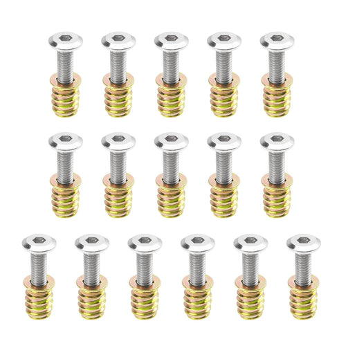 16 Sets M6x25 Furniture Screw Nut Threaded Wood Inserts Bolt Fastener Connector Hex Socket Drive M6x15 Screw-in Nuts...