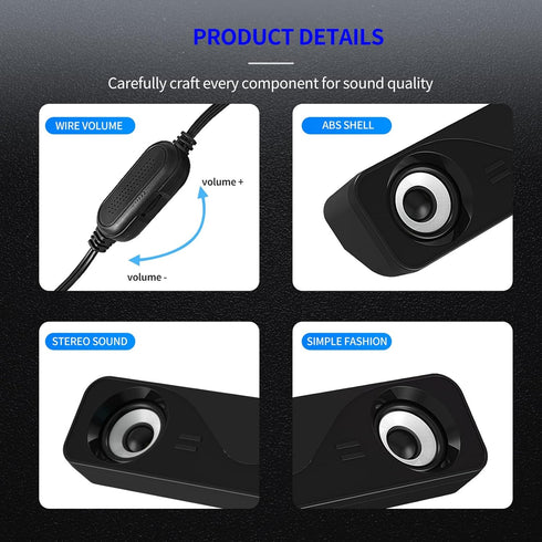 Desktop Computer Speakers Gaming Laptop Speaker USB Powered Speaker Portable Mini Sound Bar Sound...