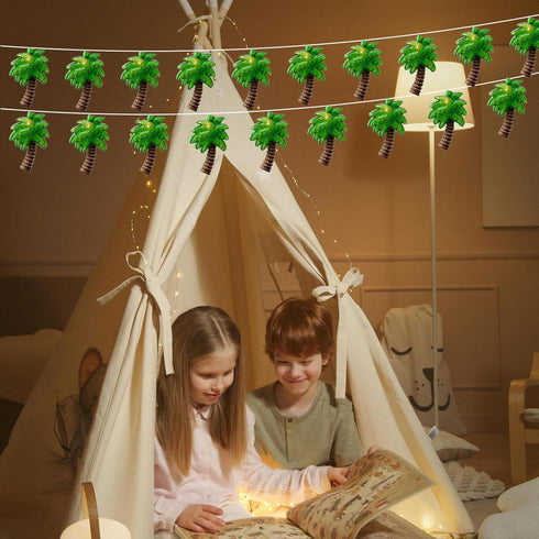 8.5Ft Palm Tree String Lights with 10 Palm Tree Light, Summer Beach Themed Decoration Light for Camp Tent Wedding Holiday Party Garden Bedroom(Whi...