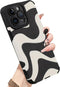 MZELQ Compatible with iPhone 15 Pro Case, Cute Pattern Wave Black and White, Screen Protector Camera Protection Lens Shockproof Phone Case for Gir...
