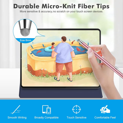 Stylus Pens for Touch Screens,Granarbol Precise Long Stylus Touch Screen Pen with 3 Extra Replaceable Fiber Tips Capacitive Stylus for iPad iPhone...