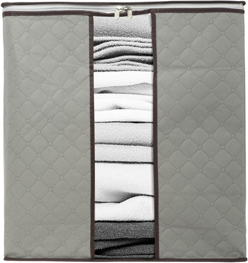 2 Pack Foldable Erect Storage Bags Under Bed Closet Organizer 18 x 11 x 19 inch (L x W x H) - for Quilt Blanket Pillow Clothes Bedding - Clear Win...