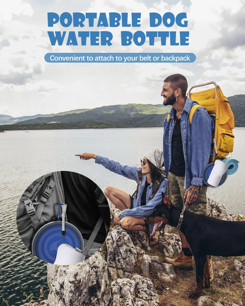 Dog Water Bottle Portable, 25oz/750ml Travel Dog Water Bottle with Collapsible Dog Bowls Large, Lightweight & Leak Proof Silicone Dog Drinking Wat...