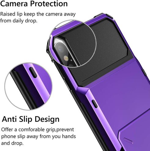 Vofolen Case for iPhone Xs Max Case Wallet ID Slot Credit Card Holder Scratch Resistant Dual Layer Protective Bumper Rugged TPU Rubber Armor Hard ...