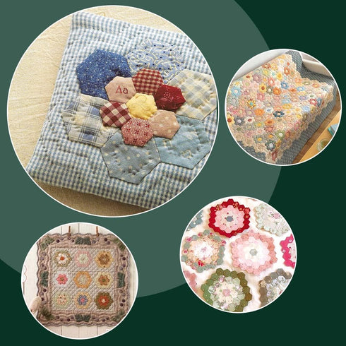 352 Piece Paper Piecing Templates Set, Include 300 1-inch Paper Piecing Hexagons, 9 Large-Eye Pins with Needle Bottle, 40 Positioning Pins, 1 Thim...