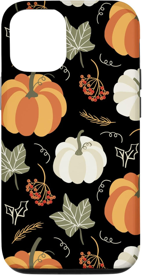 iPhone 12/12 Pro Autumn falling leaves and pumpkin spice harvest happy fall Case...