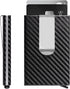 Slim Wallet for Men with Money Clip and Credit Card Holder, RFID Blocking Carbon Fiber Wallet,Minimalist Pop-Up Metal Front Pocket Wallet. (Black)...