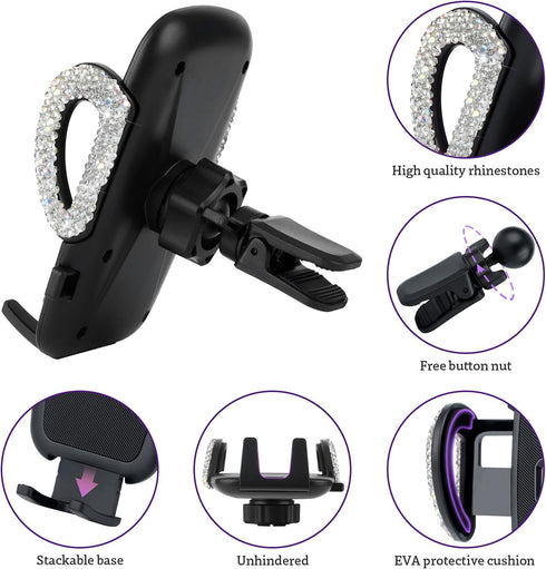 eing Car Phone Mount Holder Dashboard Air Vent Windshield,Compatible with iPhone 12/11/11 Pro/8 Plus/8/SE/X/XR/XS/7 Plus Samsung S20/S10/S9/S8,Mot...