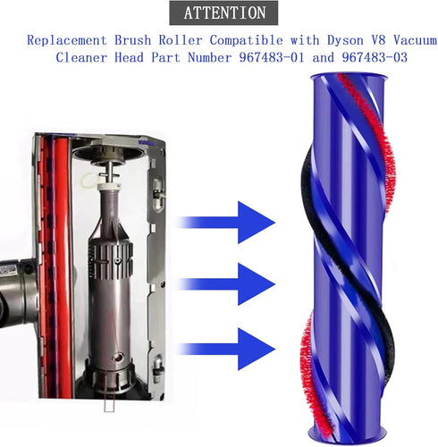 Roller Brush Replacement Compatible with Dyson V8 Vacuum Cleaner Roller Brush Replacement Brush Bar, Vacuum Cleaner Part 967483-01 and 967483-03...