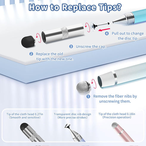 Stylus (3 Pcs), 3-in-1 Stylus Pen for Touchscreen, High Precision and Sensitivity, Compatible with iPhone/Android Tablets and All Touch Screens...