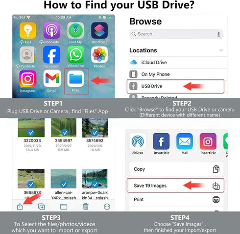 Lightning to USB Camera Adapter with Charging Port for iPhone Portable USB 3.0 Female OTG Cable for iPad to Connect Card Reader USB Flash Drive U ...