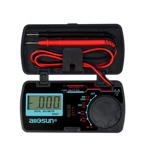 ALLOSUN-EM3081 Digital Multimeter/DMM/Multi Tester Amp/Ohm/Volt Meter/Diode and Continuity Test Pocket Size...