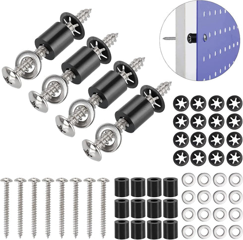 43 Set (172Pcs) Pegboard Mounting spacers and screws Kit, Peg Boards Installation Hardware Accessories. Include Sturdy Screws, Spacers,Washers and...