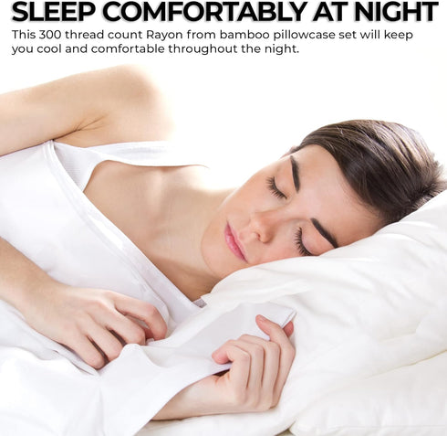 Tribeca Living BAMB300PCSTST 300 TC Rayon from Bamboo Pillow Pair, Standard (Pack of 2), Steel Grey...