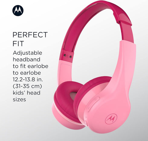 Motorola Sound JR300 Bluetooth Wireless Toddler Headphones with Microphone - Foldable Over Ear Kids Bluetooth Headphones with Safe Volume Limit 85...