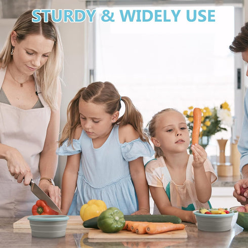 Suclain 4 Pcs Camping Bowl with Lid Collapsible Silicone Bowl Lunch Box Salad Bowl Expandable Food Storage Container Set Folding Travel Bowl for H...