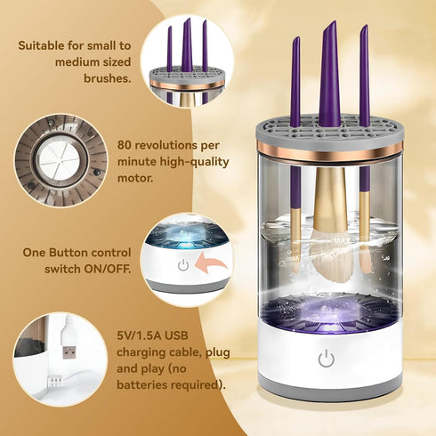 Makeup brush cleaner - Quick makeup brush cleaner machine - Quick cleaning set suitable for most makeup brush sizes with Makeup Brush Cleaner Mat ...