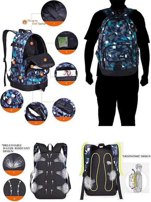 rickyh style School Backpack Travel Bag for Men & Women Lightweight College Back Pack with Laptop Compartmen...