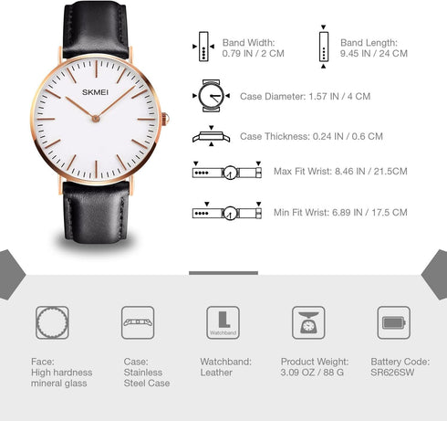 Men's Dress Wrist Quartz Watch with Black Leather Band - Men Business Waterproof Classic Casual Analog Watches Fashion Thin Case Wristwatch...