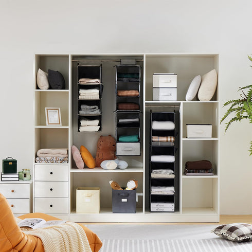 Hanging Closet Organizer, 5-Shelf Closet Hanging Storage Shelves, Grey...