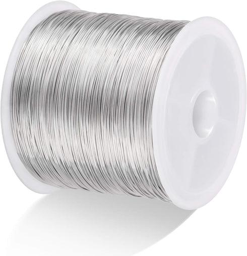 MIKIMIQI 328Ft Jewelry Wire - 26 Gauge Tarnish Resistant Copper Beading Wire for Jewelry Making, 0.4mm X 100m (Silver Color)...