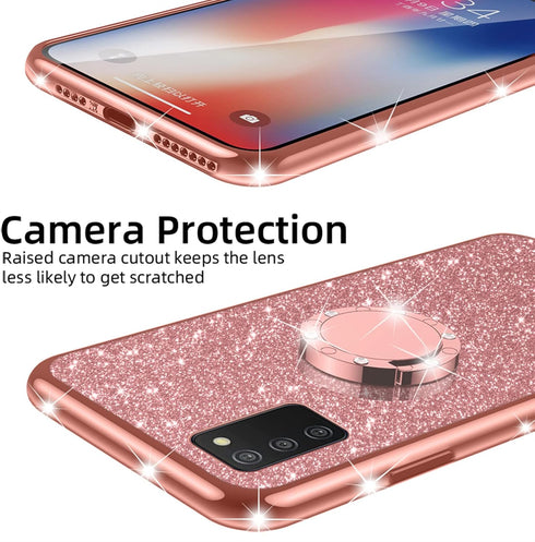 nancheng for Samsung Galaxy A03S case Glitter Luxury Cute Silicone TPU Phone Case for Women Girls with Kickstand, Bling Diamond Rhinestone Bumper ...
