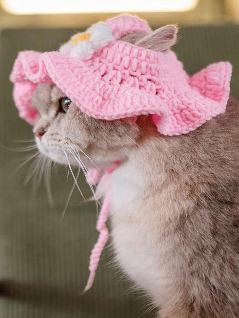 QWINEE 2Pcs Cartoon Design Knit Cute Dog Hat Soft Cat Hat Rabbit Hat Halloween Christmas Party Costume Head Wear Accessories for Puppy Cat Kitten ...