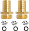 2Pcs 1/2" Barb x 3/4" Male GHT Thread Hex Brass Garden Water Hose Pipe Connector Copper Fitting with Stainless Clamp House/Boat/Lawn/Power Wash/Ir...