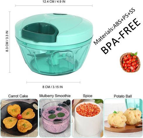 Ourokhome Manual Food Processor Vegetable Chopper, Portable Hand Pull String Garlic Mincer Onion Cutter for Veggies, Ginger, Fruits, Nuts, Herbs, ...