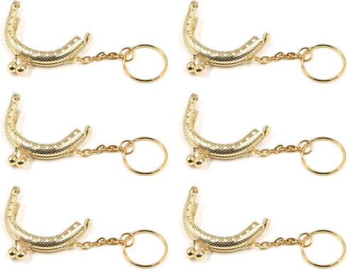 T Tulead Iron Frame Kiss Clasp Lock Purse Frame DIY Bag Bead Lock 2" Mini Wallet Coin Kiss Clasp Golden,6-Pack,with Key Ring...
