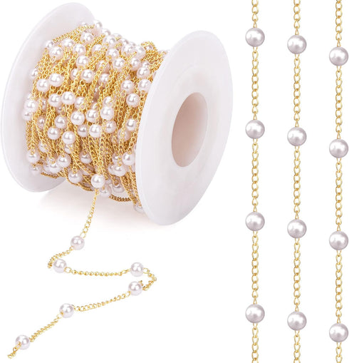 ANCIRS 31.5FT Pearl Beading Chain with Spool for Jewelry Making, Copper Necklace Chain for Bracelet, Anklet, DIY Craft...