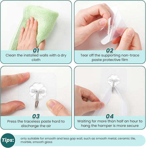 3 Pieces Hanging Laundry Hamper Laundry Bag to Hang Foldable Mesh Hamper Dirty Cloth Basket with Carry Handle Door Net for Store Cloth, Toy, Campi...