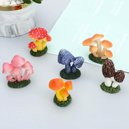 ONEST 6 Pieces Mini Mushroom Figurines Fairy Garden Mushrooms Ornaments for Outdoor Home Decorations...