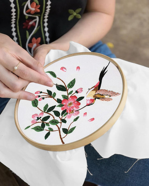 Santune 3 Sets Embroidery kit for Beginners Adults,Stamped Hummingbird Patterns,Cross Stitch Kits Including Clear Instructions,Video Tutorials,Hoo...