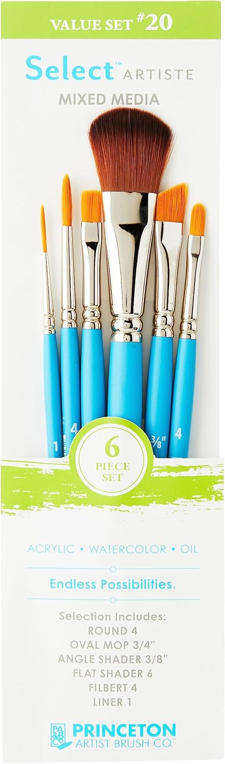 Princeton Select Artiste, Series 3750, Paint Brush for Acrylic, Watercolor and Oil, Set of 6...