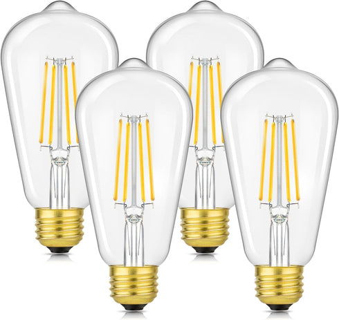 Brightever Vintage LED Edison Bulbs Dimmable 60W Equivalent, 7W 900Lm 2700K Warm White, ST58 Antique Filament Edison Bulbs, E26 Medium Socket, CRI...