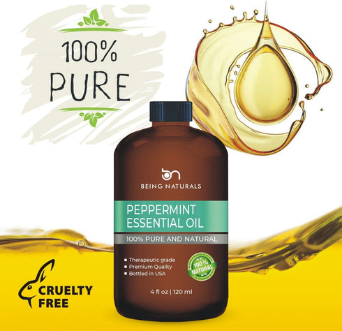 Peppermint Essential Oil - Huge 4 FL OZ - 100% Pure & Natural – Premium Natural Oil with Glass Dropper (Peppermint Oil)...