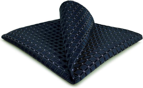 S&W SHLAX&WING Geometric Navy Handkerchief Pocket Squares for Men XL...