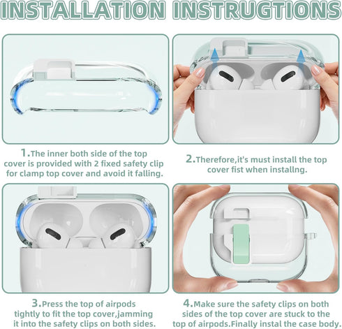 AirPods Pro 2nd/1st Generation Case Cover with Cleaner Kit, Auto Snap Switch Secure Lock Clip Transparent Airpods Pro Case,Compatible with MagSafe...