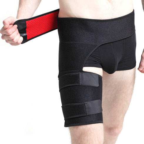Groin Support Wrap, Hip Compression Wrap, Men and Women Hip Brace Adjustable Thigh Sleeve for Sciatica Pain Relief, Pulled Thigh, Hip Flexor Brace...