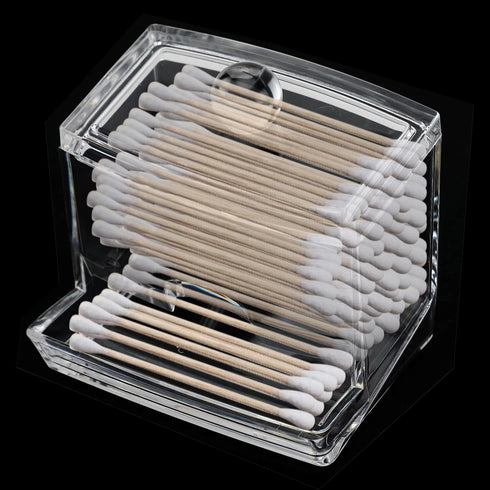 10 Ounce Cotton Swab Pad Holder With Lid Large Acrylic Clear Bathroom Organizer, Cotton Ball Holder Apothecary Jar for Makeup Pads/Toothpicks/Dent...