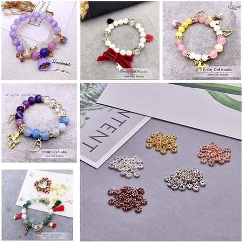 PH PandaHall 600pcs Tibetan Flower Spacer Beads, 6 Colors Metal Alloy Daisy Beads 6mm Jewelry Spacers Flat Loose Beads for Bracelet Necklace Jewel...