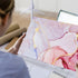 Legal-Size Binder, for 8.5 x 14 paper, 3 Ring Binder 1 Inch, Landscape Spreadsheet Binder with Elastic Cord, Pink Marble...