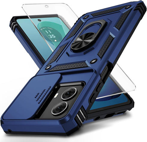 Weycolor for Moto G Power 5G 2024 Case with Camera Lens Cover HD Screen Protector, 10 FT Military Grade Drop Protection, Magnetic Ring Holder Kick...