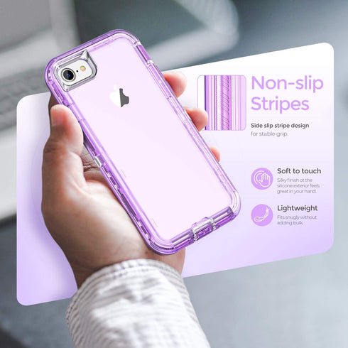 ORIbox iPhone 7/8/SE 2022 Compatible Case, Crystal Purple, Heavy Duty Shockproof Clear Case with Camera Protector...
